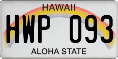 HI license plate HWP093