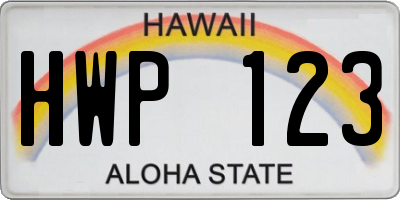 HI license plate HWP123