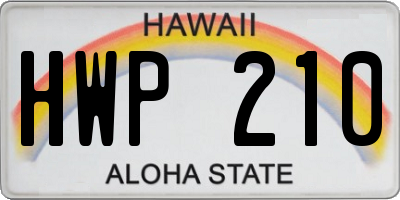 HI license plate HWP210
