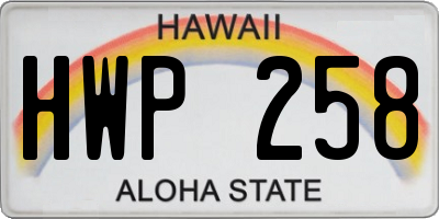 HI license plate HWP258