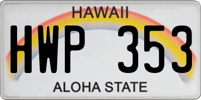 HI license plate HWP353