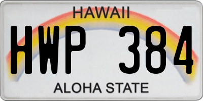 HI license plate HWP384