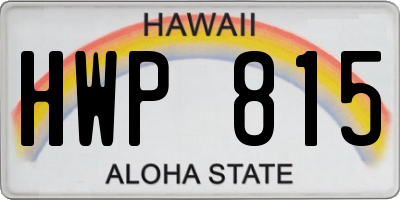 HI license plate HWP815