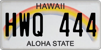 HI license plate HWQ444