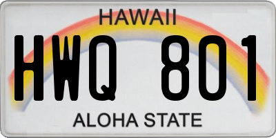 HI license plate HWQ801