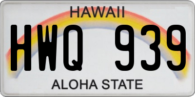 HI license plate HWQ939