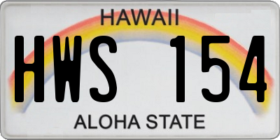 HI license plate HWS154