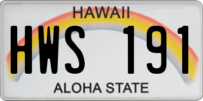HI license plate HWS191