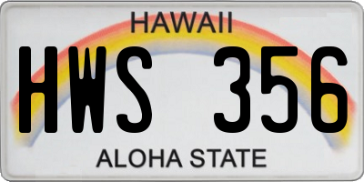 HI license plate HWS356
