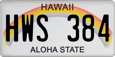 HI license plate HWS384