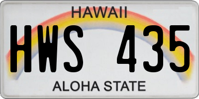 HI license plate HWS435