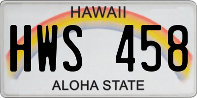 HI license plate HWS458