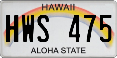 HI license plate HWS475