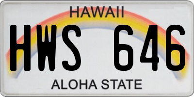 HI license plate HWS646