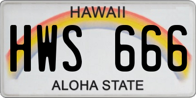 HI license plate HWS666