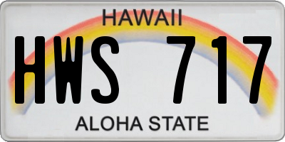 HI license plate HWS717