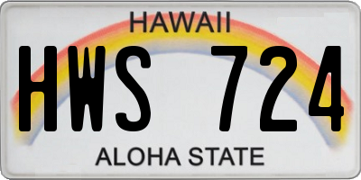 HI license plate HWS724