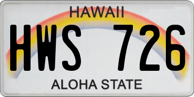 HI license plate HWS726