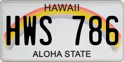 HI license plate HWS786
