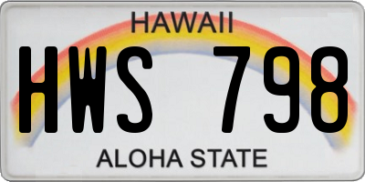 HI license plate HWS798