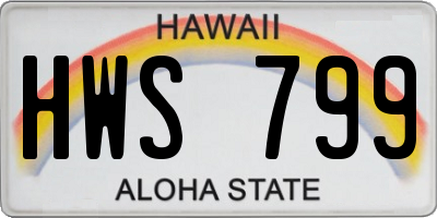 HI license plate HWS799