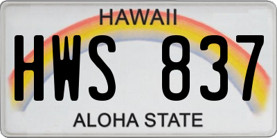HI license plate HWS837