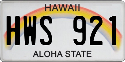 HI license plate HWS921