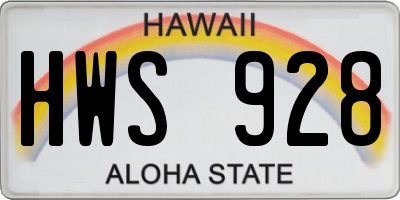 HI license plate HWS928