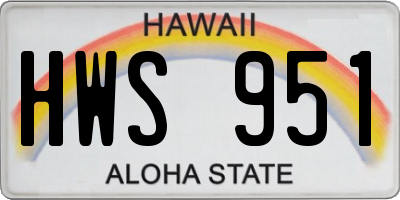 HI license plate HWS951