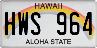 HI license plate HWS964