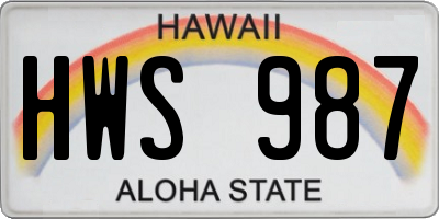 HI license plate HWS987