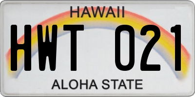HI license plate HWT021