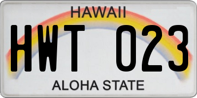 HI license plate HWT023