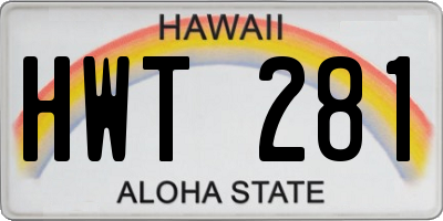 HI license plate HWT281
