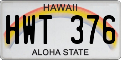HI license plate HWT376