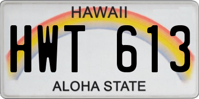 HI license plate HWT613