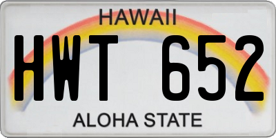 HI license plate HWT652