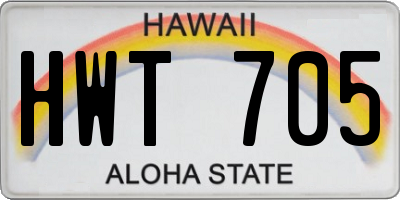 HI license plate HWT705