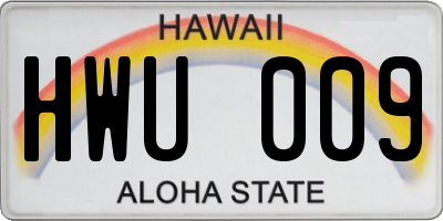 HI license plate HWU009
