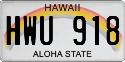 HI license plate HWU918