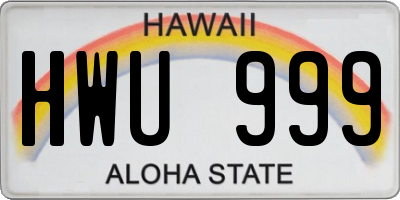 HI license plate HWU999