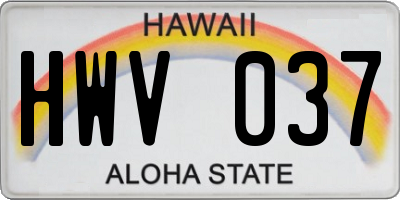 HI license plate HWV037