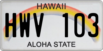 HI license plate HWV103