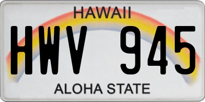 HI license plate HWV945