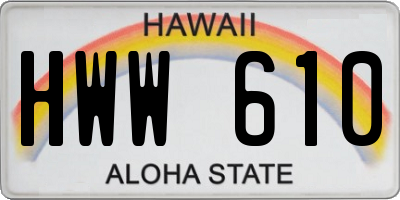 HI license plate HWW610