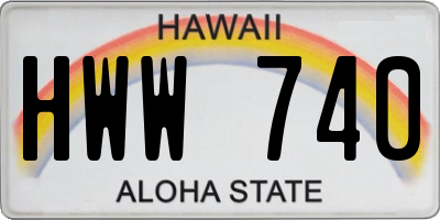 HI license plate HWW740