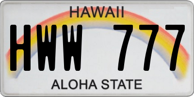 HI license plate HWW777