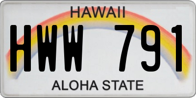 HI license plate HWW791