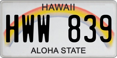 HI license plate HWW839