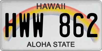 HI license plate HWW862